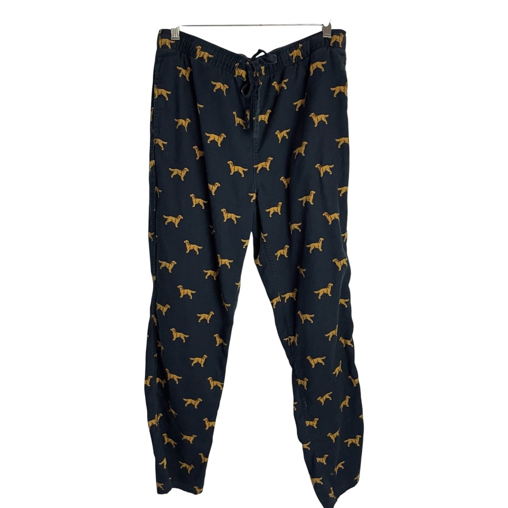 J Crew Mens Golden Retriever Lounge Pajama Pants Size M Blue Cotton Dog Print